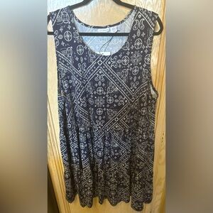 NWT Lucky Brand Women Plus 3X Dark Blue White Paisley Dress‎